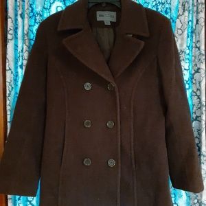 Women's M Brown Bromley Wool Blend Pea Coat